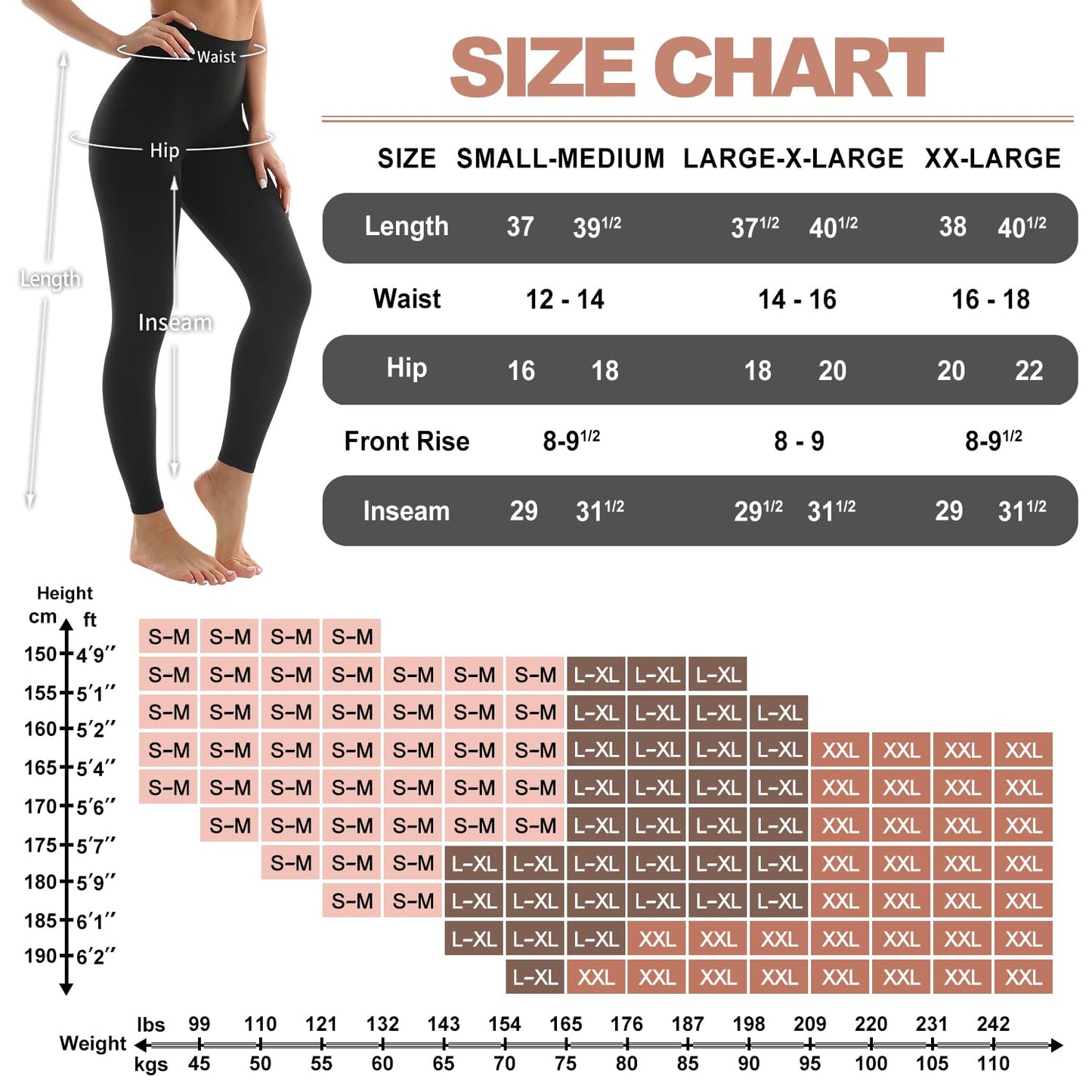 COOLOVER 2 Pack Leggings for Women - High Waisted Full Length Buttery Soft Yoga Pants for Workout Athletic Daily
