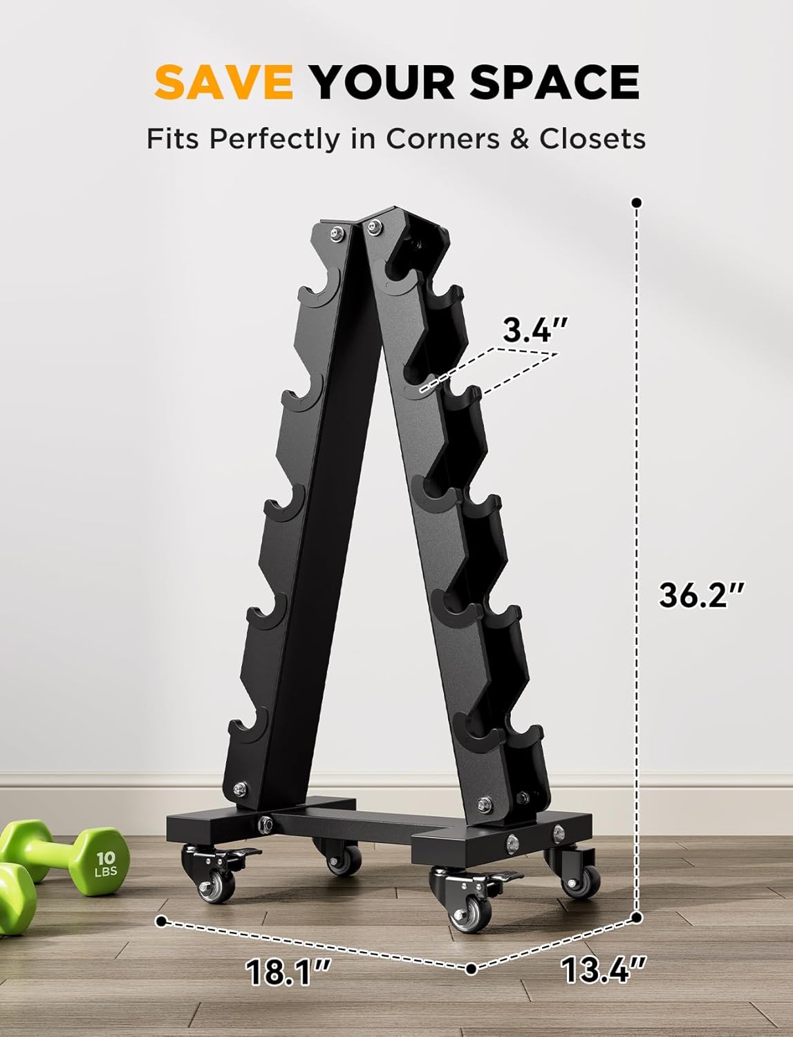 YOLEO Dumbbell Rack - Heavy Duty 3 & 5 Tier Weight Storage Organizer | Space-Saving Home Gym Stand - 1100LBS Capacity