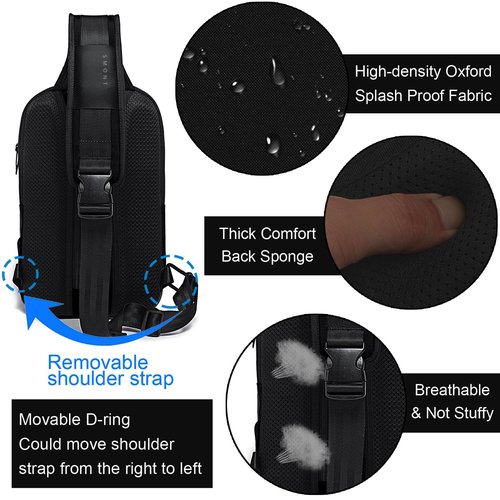 SMONT Sling Bag for Men, Chest Shoulder Bag with USB Charging Port Anti Theft Waterproof Grey