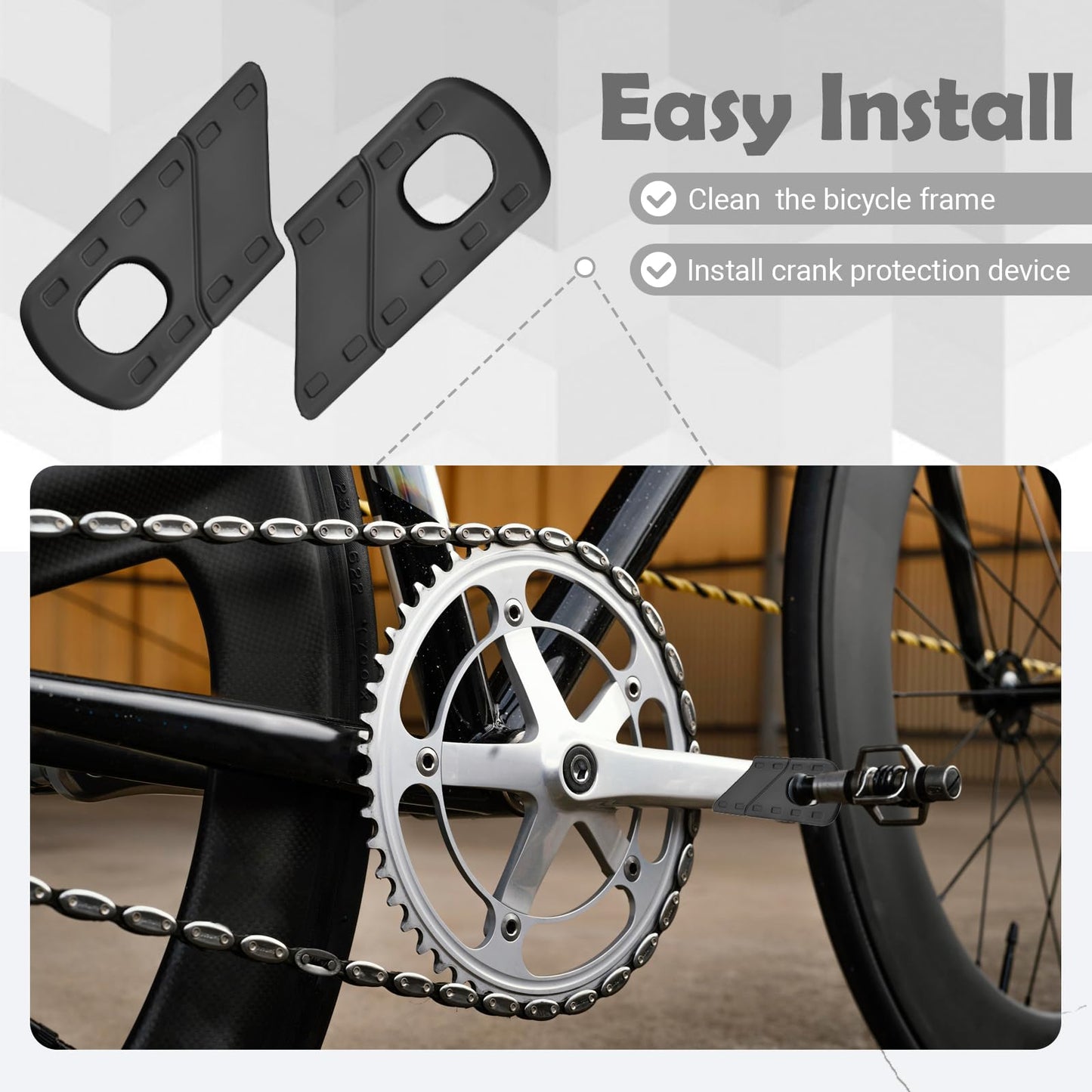 YERGOFE Black Bike Crank Boot Protectors - 4 Pcs Silicone Crankset Protectors Universally Fit Bicycles | Non-Slip Waterproof Pedal Arm Guards for MTB/Road Bike | Rustproof Maintenance-Free Design