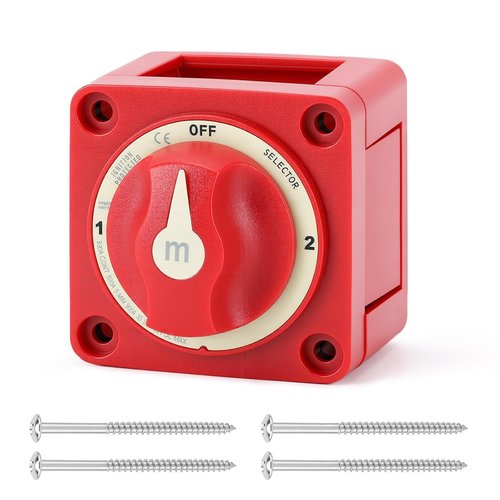 Akozon Battery Disconnect Switch - 300A 3 Position Dual Circuit Selector | IP66 Waterproof for Marine, RV, Truck, Car