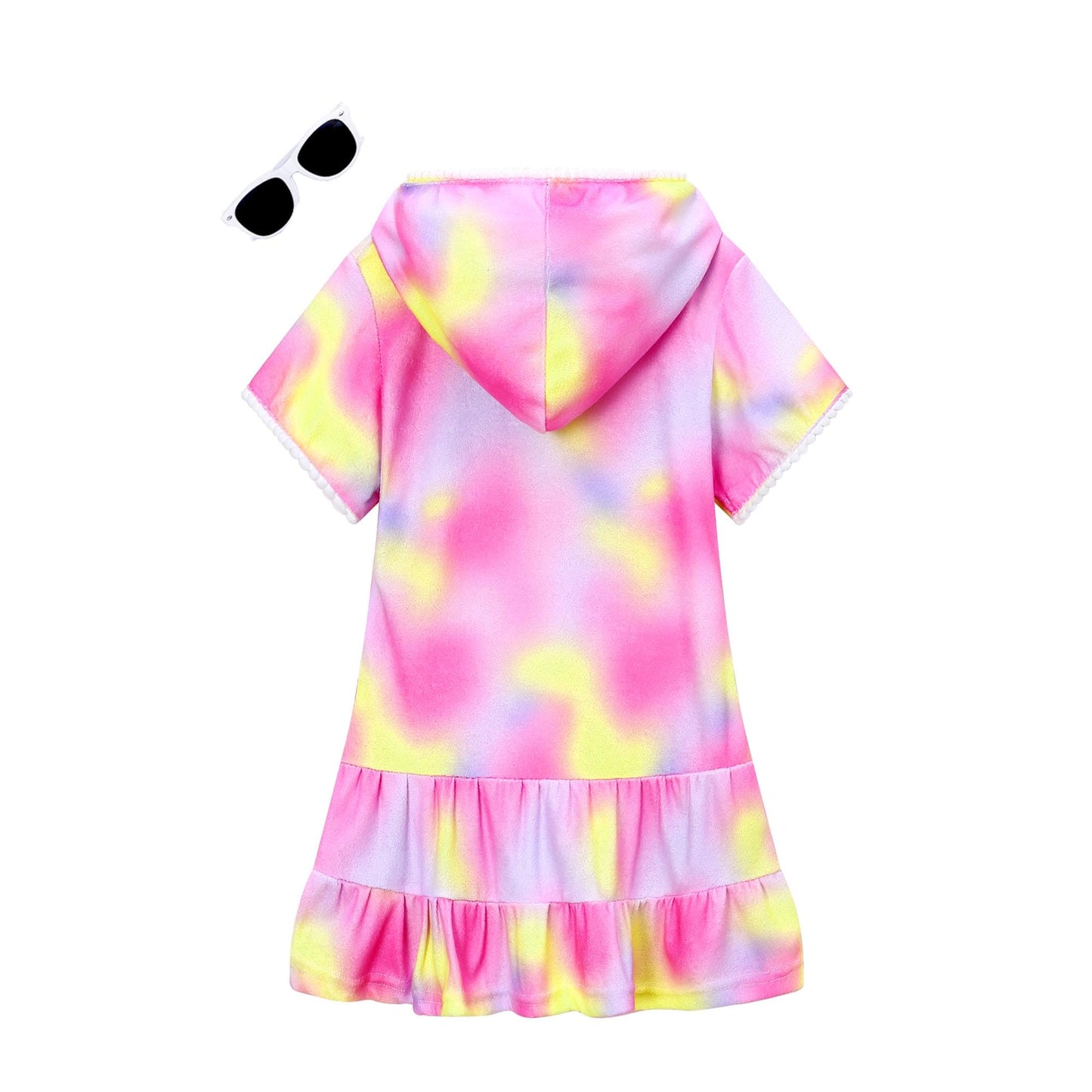 LUCKYGAL Terry Swim Cover-Up for Girls Kids Beach Swimsuit Coverup Bathing Suit, Size 10 11