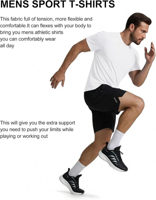 COOFANDY Men's Athletic T-Shirts - 3 Pack Quick Dry Moisture-Wicking Workout Shirts for Gym & Casual Wear
