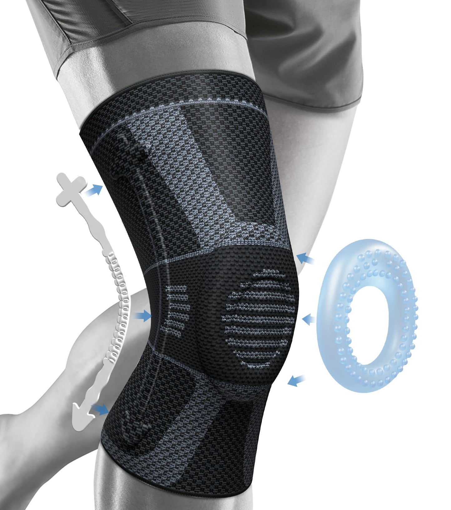 NEENCA Professional Knee Brace for Pain Relief, Medical Knee Compression Sleeve, Knee Support with Horizontal Knit Tech for Meniscus Tear, ACL, Arthritis, Joint Pain, Runner, Workout