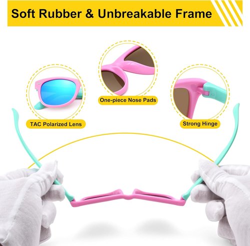 AZorb Kids Polarized Sunglasses - Flexible TPEE Rubber Frame for Ages 3-8 | 100% UV Protection