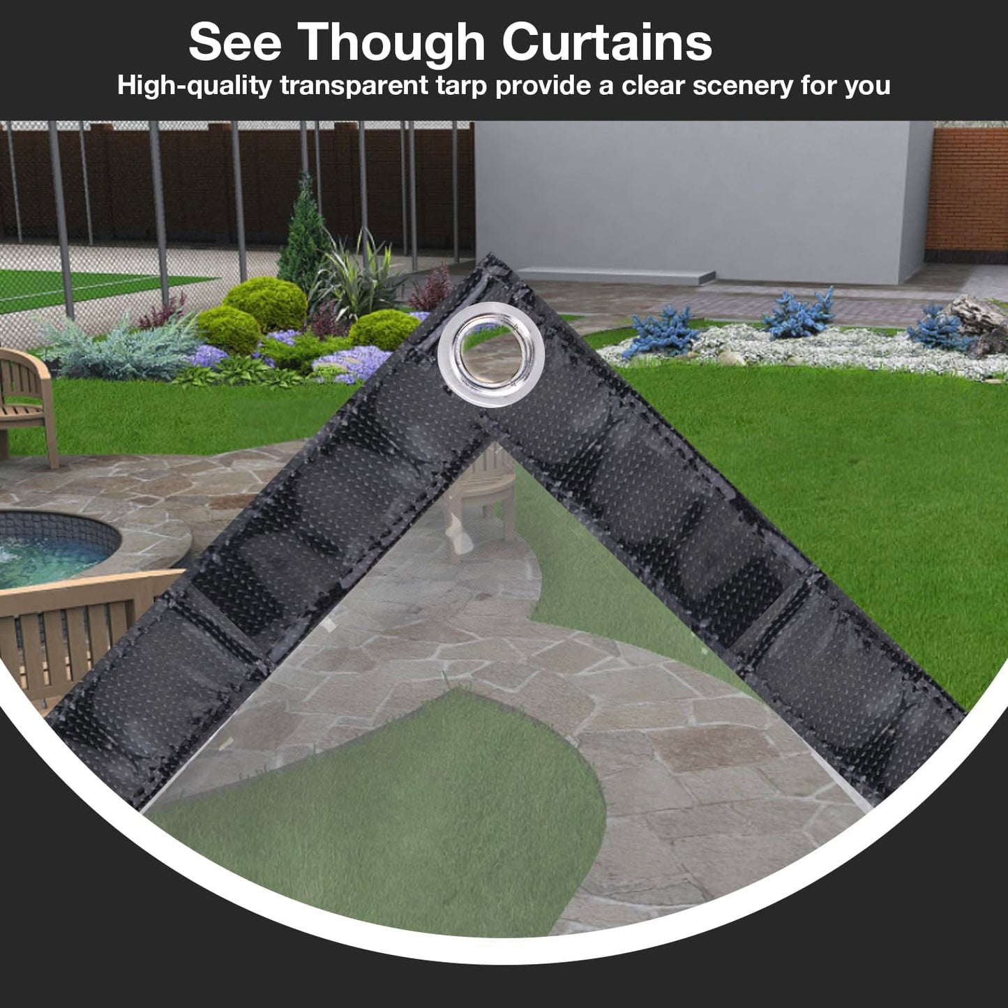 Ezcasch Clear Tarp (3' x 3'), 15 Mil Clear Vinyl PVC Tarp Waterproof Tarpaulin 100% Transparent PVC Tarps Small Cover Plastic Sheeting Window Sheets Drop Cloth（Black Edge）