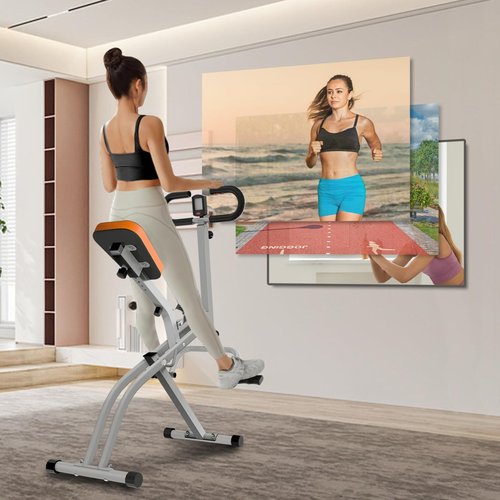 RIVANO Squat Machine, Ab Workout Equipment, 265lbs Loading Capacity Rowing Machines for Home Foldable with Adjustable Resistance Bands and Display, Exercise Trainer for Botty Butt Thighs, Grey