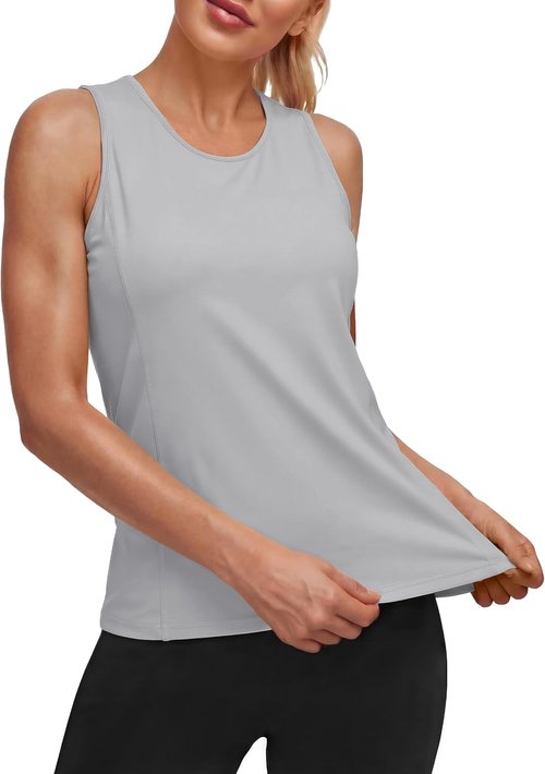 MAGCOMSEN Women's Sleeveless Workout Tank Tops - UPF 80+ Dry Fit Wicking Athletic Gym Wear