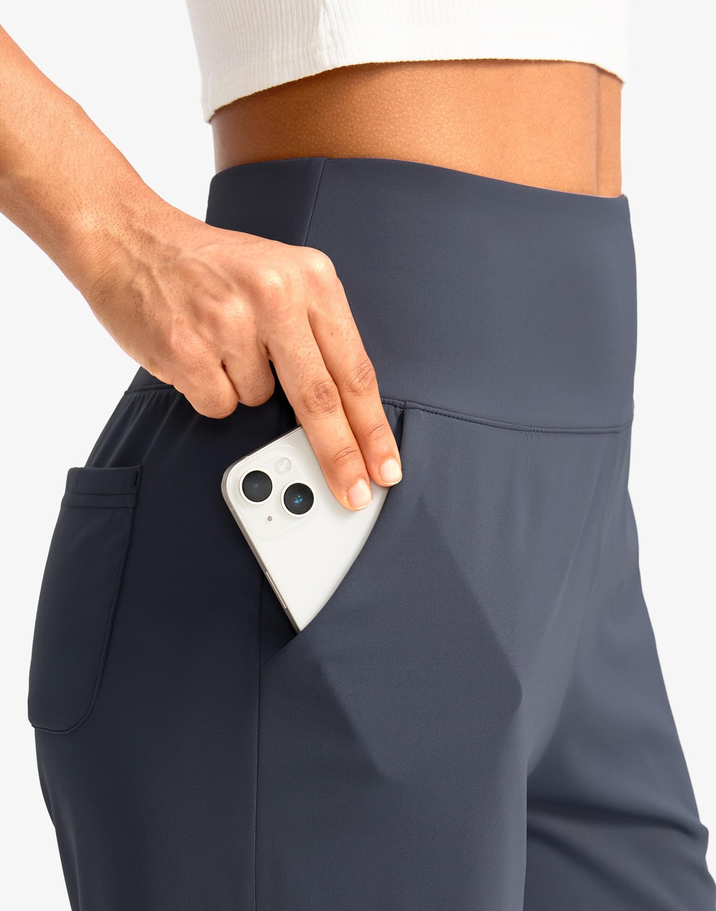G Gradual Women's Bermuda Long Shorts with Pockets 7" High Waisted Knee Length Shorts for Women Walking Athletic Workout(Dusty Blue-L7,3XL)