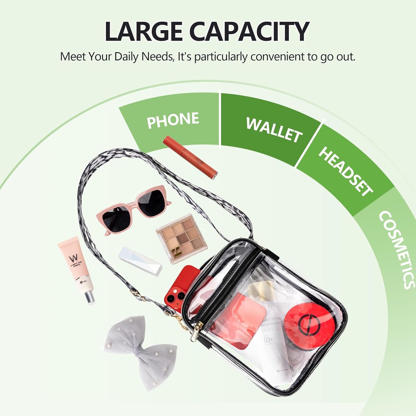 MAY TREE Clear Stadium Approved Purse - Adjustable Strap for Concerts & Events | Stylish Handbag