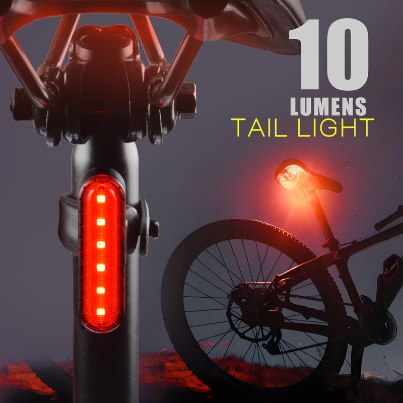 BRIVIGA USB Rechargeable Bike Lights Front and Back, 550 Lumen Alloy LED Bicycle Headlight & Taillight for Night Riding, Waterproof USB Charging Mountain Bike Accessories for Adults & Kids, Easy Mount