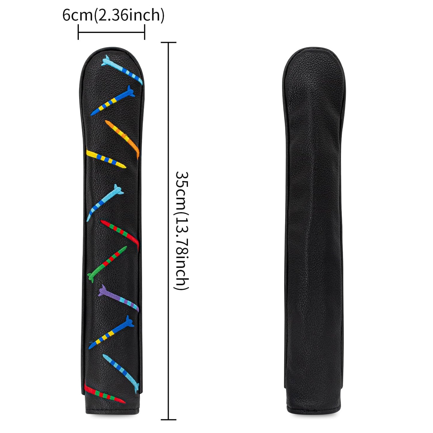 Golf Alignment Stick Cover Premium Leather Perfect Cover for Alignment Sticks Classic Tee Design Alignment Sticks Holder Golf Club Protector Holds 1 Sticks.