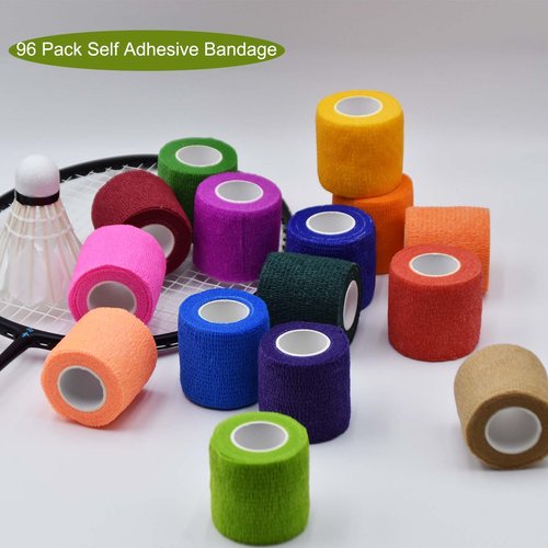 TGANNYOCR 40 Rolls Self Adhesive Bandage Wrap Bulk Breathable Athletic Tape Elastic Cohesive Bandage Adhesive Wrap Roll for Sports Wrist Ankle, 2 Inch x 5 Yard (Multi Colors)