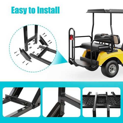 10L0L Golf Cart Rear Seat Grab Bar - Heavy Duty Safety Grab Bar w/Triangle Reflector for Rear Seat Passenger Security, Universal for Yamaha EZGO Club Car