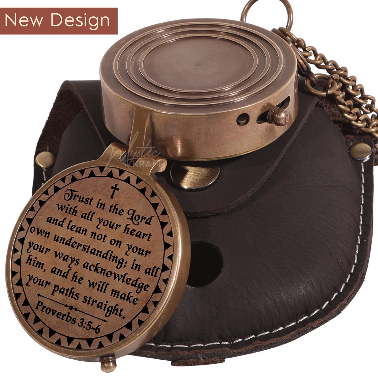 MYSTICKRAFT Trust in The Lord - Proverbs 3:5-6 Engraved Brass Pocket Compass, Baptism Gift for Boys, Confirmation First Communion, Religious Christian Easter for Kids, Christmas