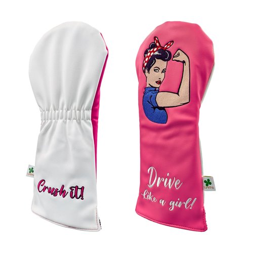 Foretra Driver Headcover | Leather Golf Club Covers | Drive Like a Girl Novelty Golf Head Covers Essential Golfer Accessories for Men Women | Universal Fit for Golfing Clubs