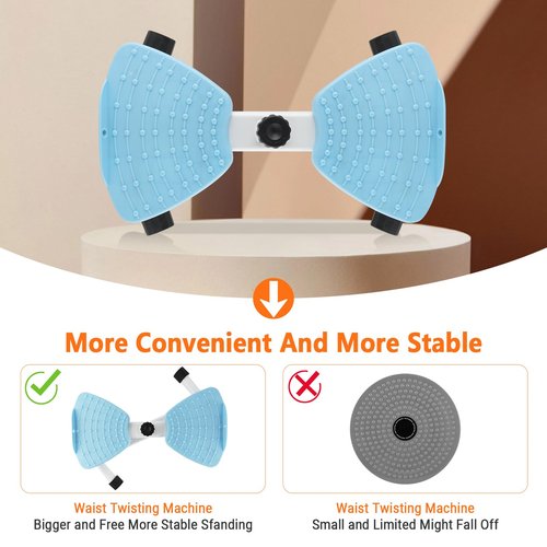 Waist Twisting Machine, Ab Twister Board, Adjustable Home Gym Equipment for Belly Fat - 330lbs Capacity, Ultra Quiet, Non-Slip Base for Women Men（Blue)