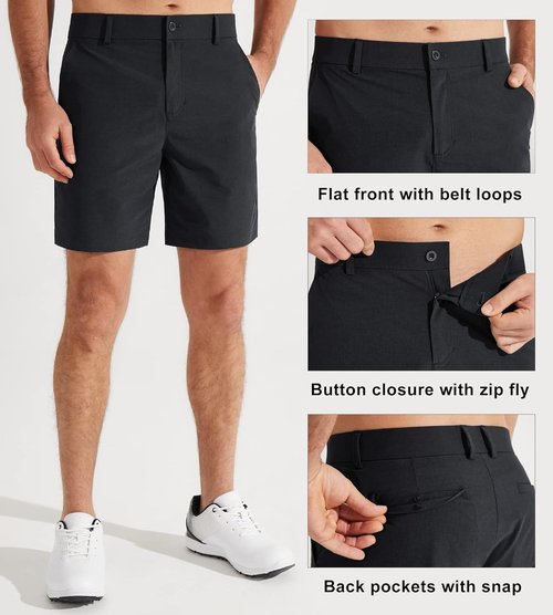 Libin Men's Golf Shorts - Lightweight Quick-Dry Casual Shorts | 7"/9" Water-Resistant Flat Front Design