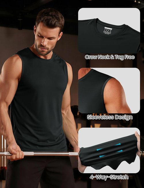 MAGCOMSEN Men's Quick-Dry Sleeveless Gym Tank Top - UPF 50+ for Summer Beach Workouts
