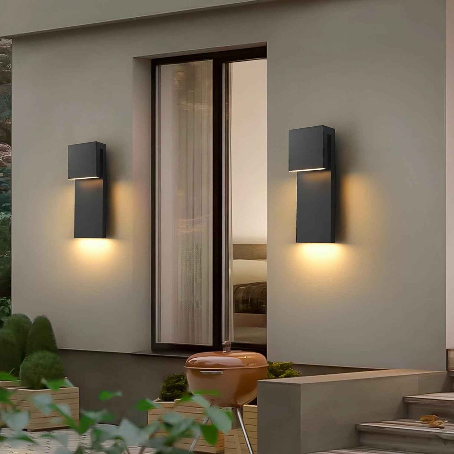 LED Outdoor Wall Sconce 3000K - Waterproof 18W Black Porch Light Fixture for Garage & Balcony