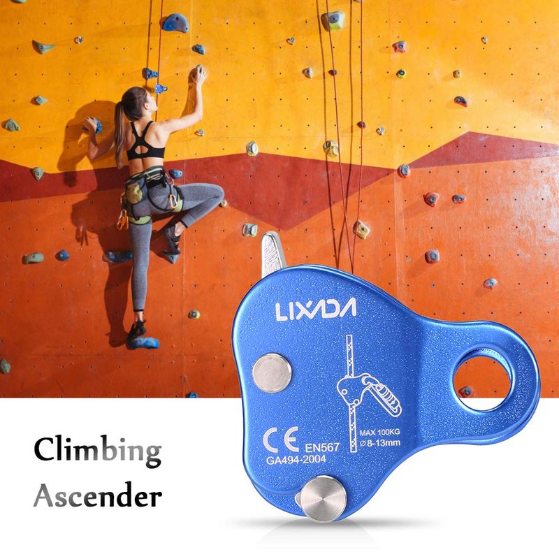Lixada Rock Climbing Ascender Ultralight Fall Arrest Protection Belay Device Self-Locking 8-13MM Rope Grip Clamp for Outdoor Climbing and Rescue