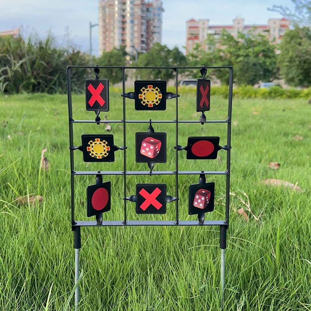 STRONCHUAN Backyard Bb Target, Metal Shooting Target, Automatic Reset, Round, Iron, Portable Design, Suitable for Home Garden, Lawn, Farm, Patio, Backyard (New Black Nine Targets)