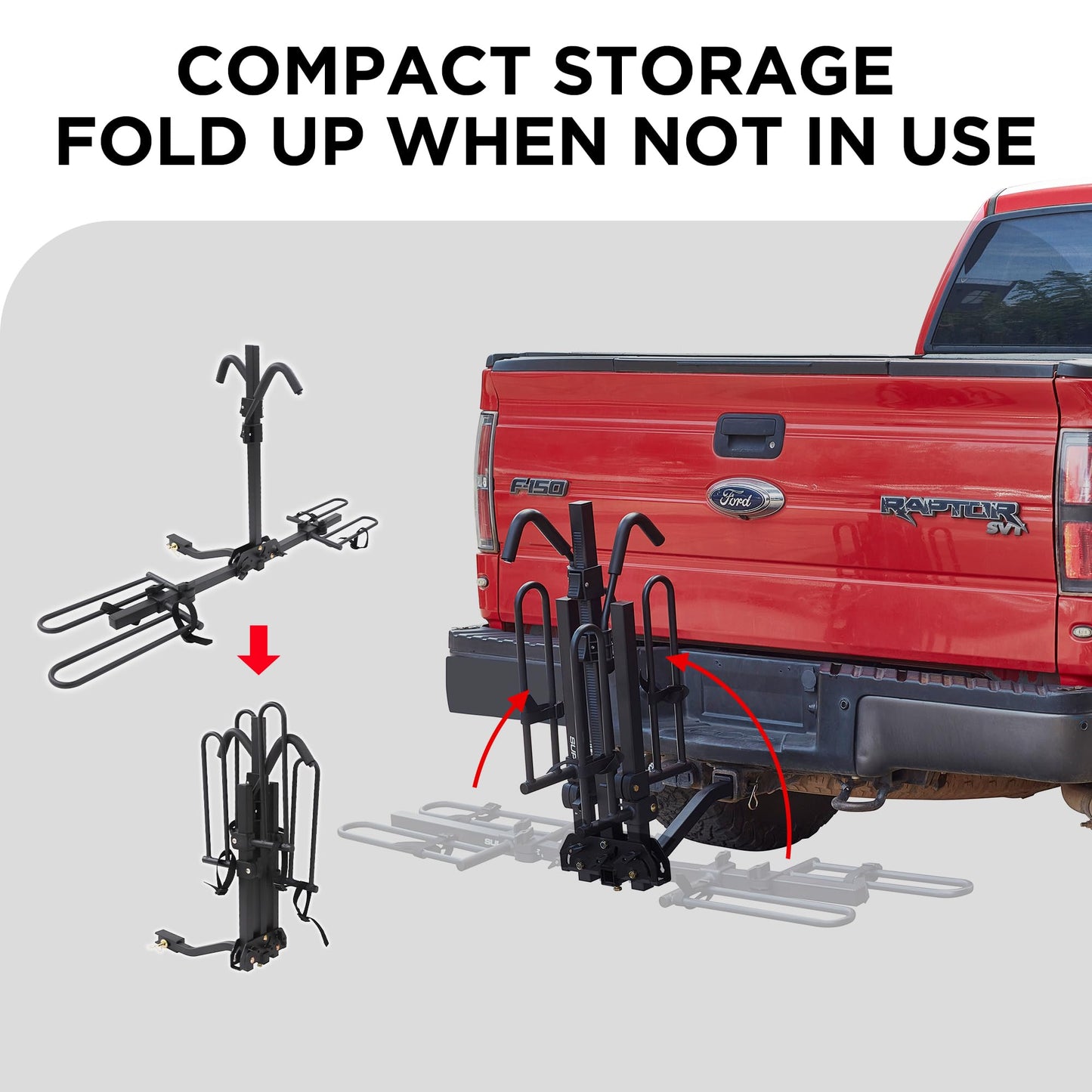 Young 2 Bike Rack Hitch Mount Platform Style, Folding Bicycle Carrier Racks for Cars SUVs Trucks Vans, 80 lbs. Capacity