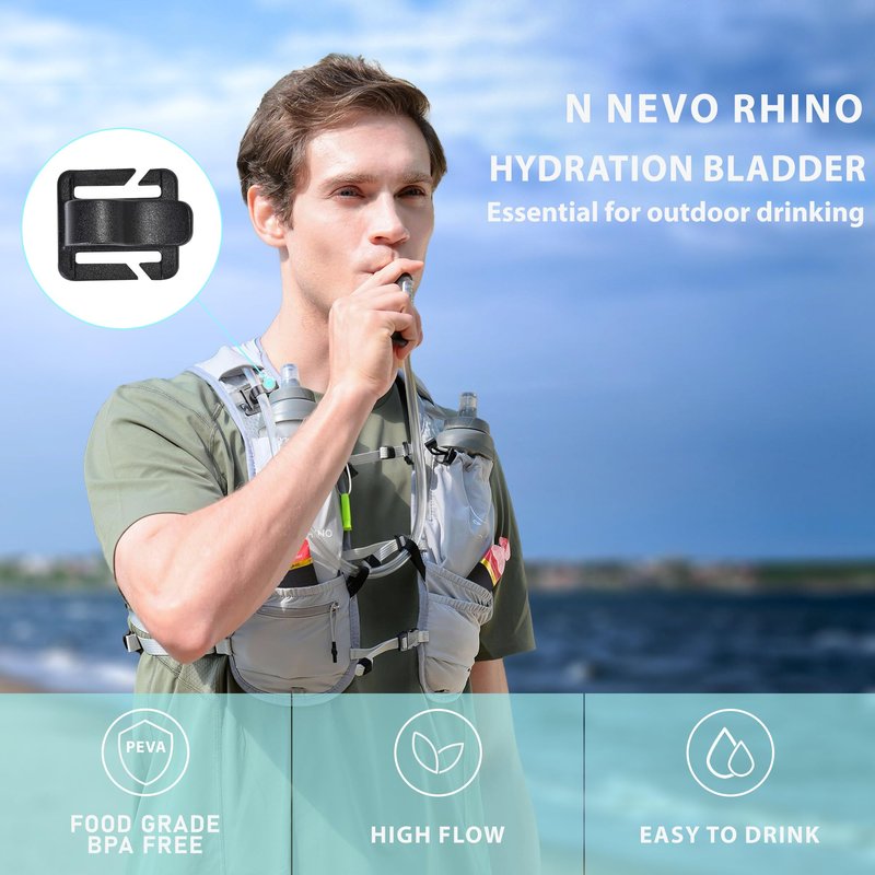 N NEVO RHINO Water Bladder 1.5-Liter, Leak Proof Water Reservoir BPA-Free, Wide Opening Hydration Bladder for Running Vest Hydration Backpack Replacement for Hiking Cycling