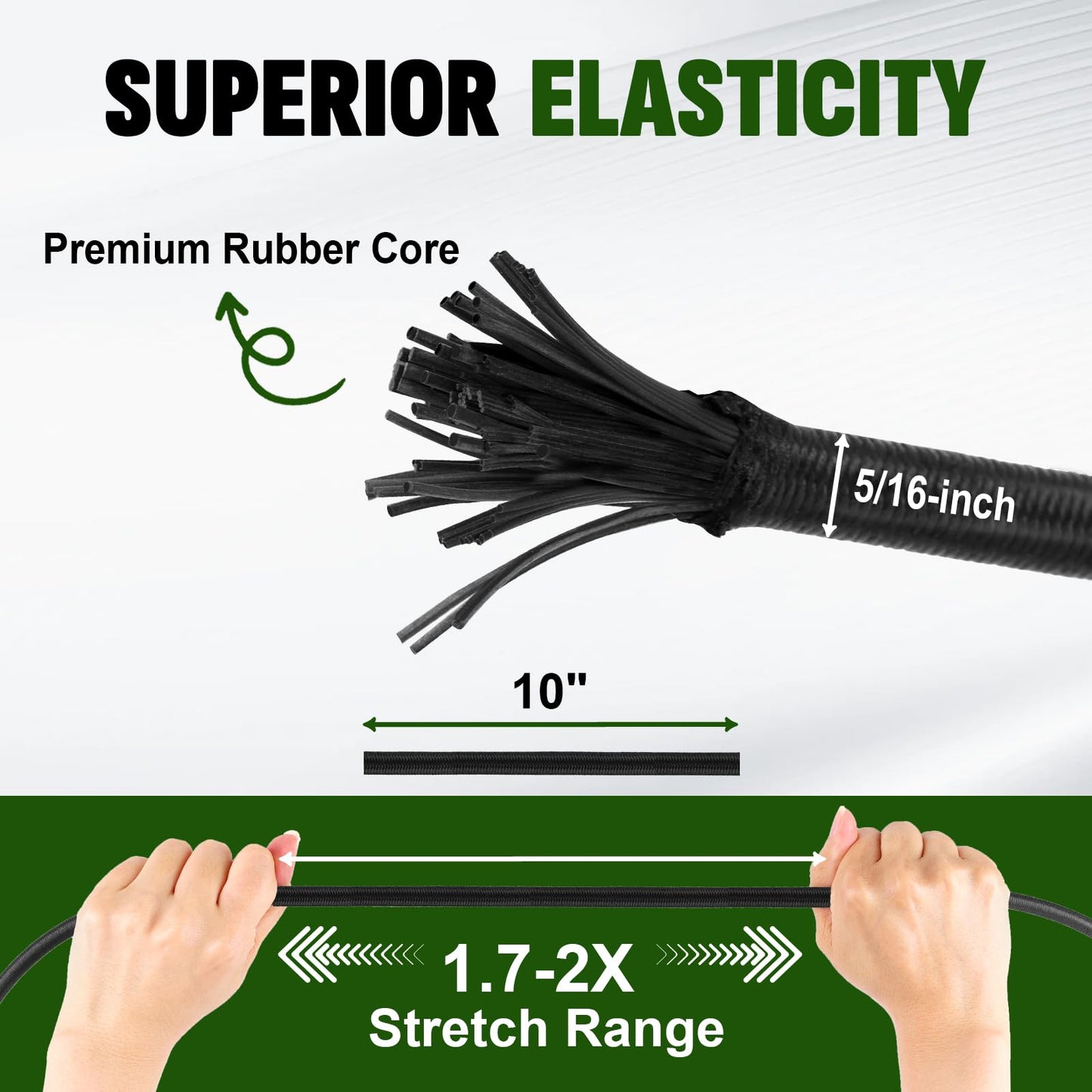 10PCS Adjustable Bungee Cords with Hooks,10-48 Inch Heavy Duty Bungee Cords with Hooks, Natural Latex Elastic Ropes - Black Elastic Straps for Bungee,Cargo, Camping, Bike Racks and Tents