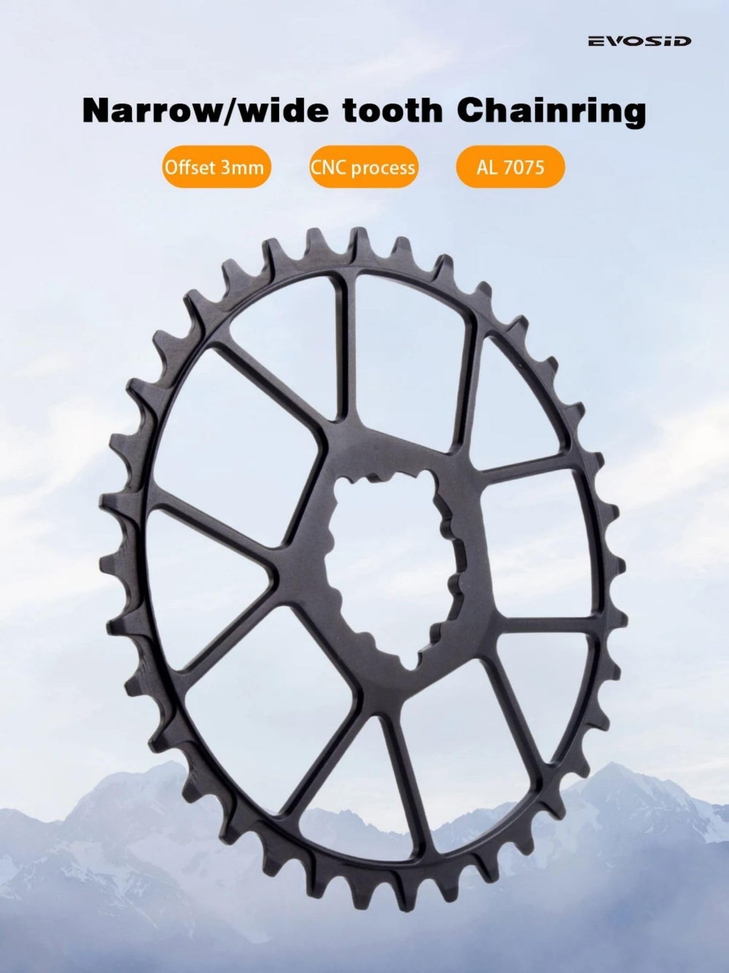 CobraCrawler MTB Bike Chainring Wide Narrow Teeth Chainwheel 8/9/10/11S Mountain Bicycle ChainWheel 32/34/36/38T Ultralight 55g 3-Nail (38T Black)
