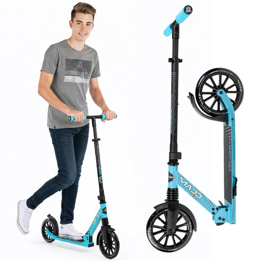 Folding Kick Scooter with Suspension for Adults and Teens – Adjustable Handlebar – Big 200mm Wheels – Lightweight Frame – 250lbs Capacity – Madd Gear Metro Cruise 250