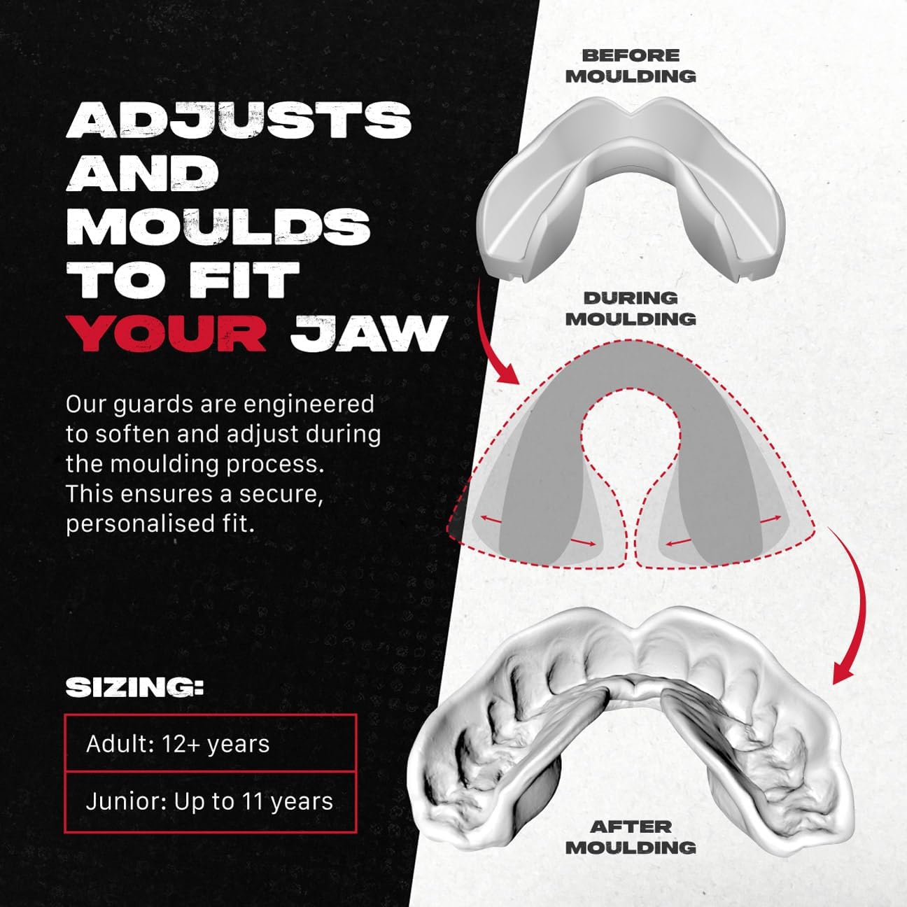 SAFEJAWZ Mouth Guard - Remoldable Upper & Lower Protection for Braces | Ideal for Football, Boxing & More (Transparent)