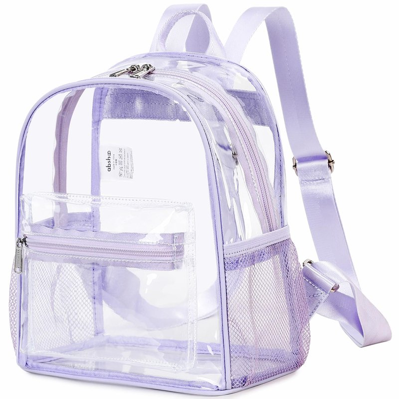 abshoo Clear Mini backpack Stadium Approved 12x12x6 Clear Bag Transparent Small Backpacks (Black)