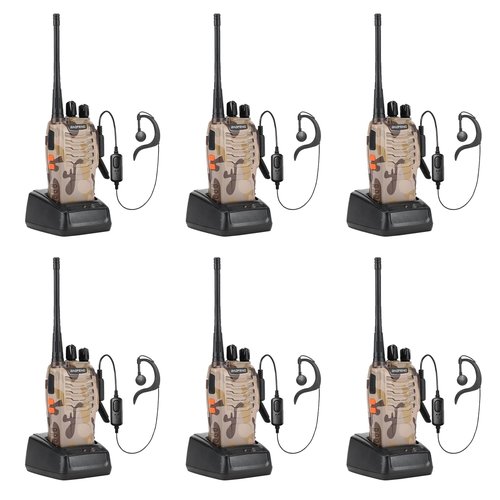 BAOFENG BF-888S Walkie Talkie 16 Channel Walkie Talky Rechargeable Handheld Radio Long Range for Adults with Earpieces, for Cruise Hunting Skiing Two Way Radios (6Pack,Desert Camouflage)