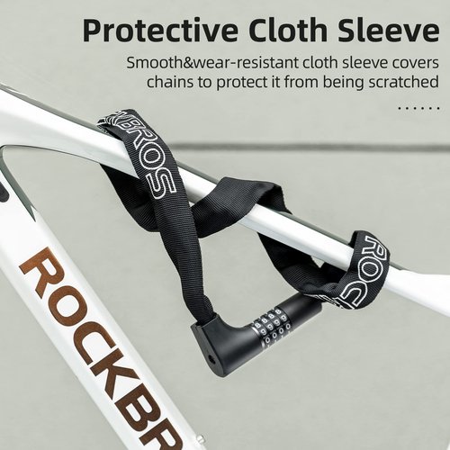 ROCKBROS Heavy Duty Anti-Theft Bike Lock - 3.2FT Security Bicycle Chain Lock with Resettable Combination and 2 Keys for Bikes, Motorcycle, Door, Gate, Fence, Grill