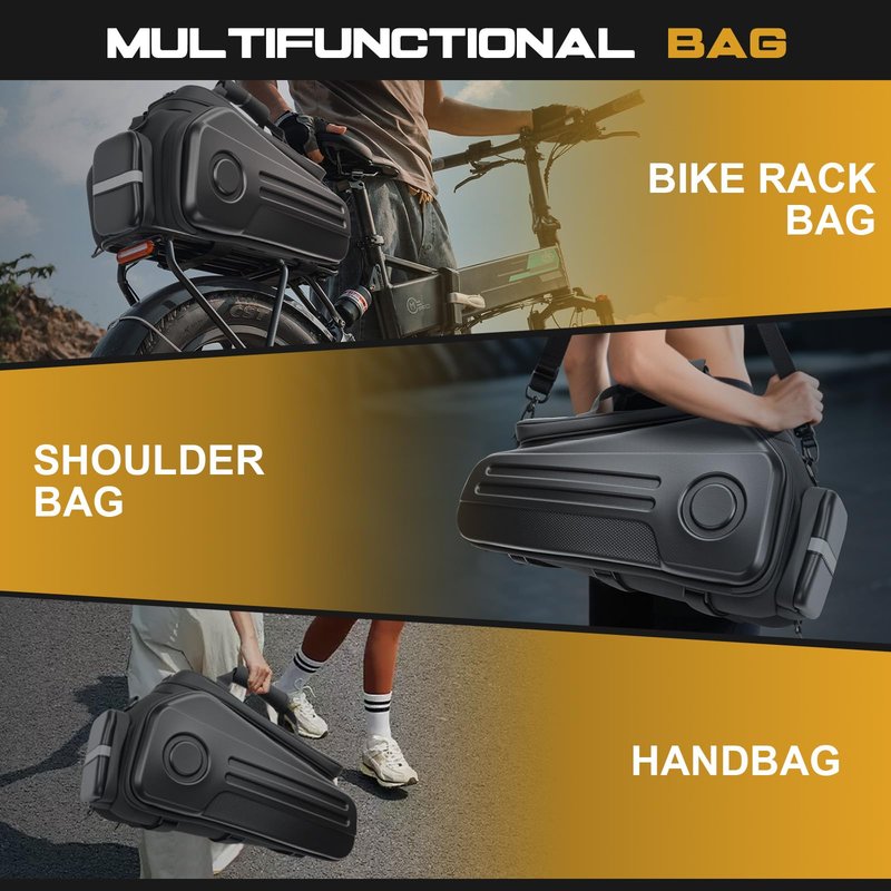 PIREKZUNT Bike Rack Bags, Hard Shell E Bike 30L Rear Rack Bag, Large Ebike Pannier with Waterproof Cover and Shoulder Strap for Commuter Travel Outdoor