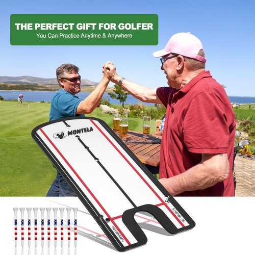 Montela Golf Putting Mirror, Putting Mirror Training Aid for Golf, Portable Training Aid, Golf Putting Alignment Mirror Practice Putting Trainer for Beginner Golfing Equipment and Accessories