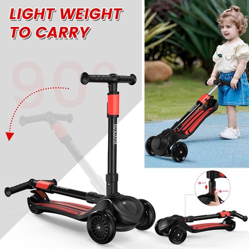 KickScooter 2-in-1 Adjustable Kids Scooter - 5-Level Handlebar, Removable Seat, LED Wheels | Foldable Design for Ages 3-12