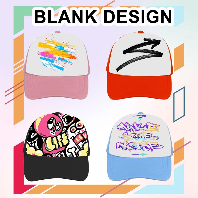 VELTAUTY 6 Pack Multicolor Trucker Hats - Adjustable Mesh Sublimation Blank Hats for Men and Women