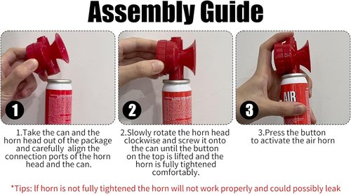 Air Horns - 1.4oz Safety Boat Horn with 120 dB Sound | Red Bear Scare Horn (2 Pack)