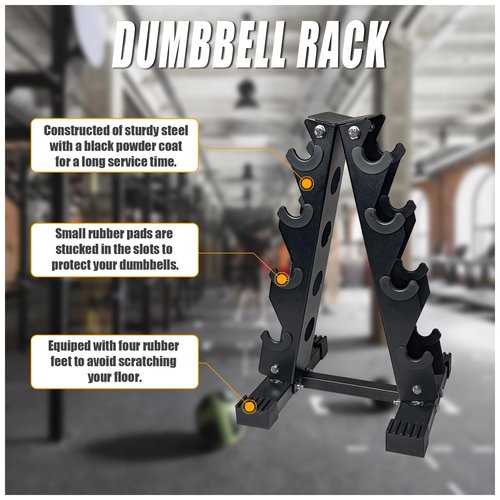 4 Tier Dumbbell Rack A-Frame - Storage Weight Rack for Home Gym, Heavy Duty Dumbbell Stand for Strength Training Workout