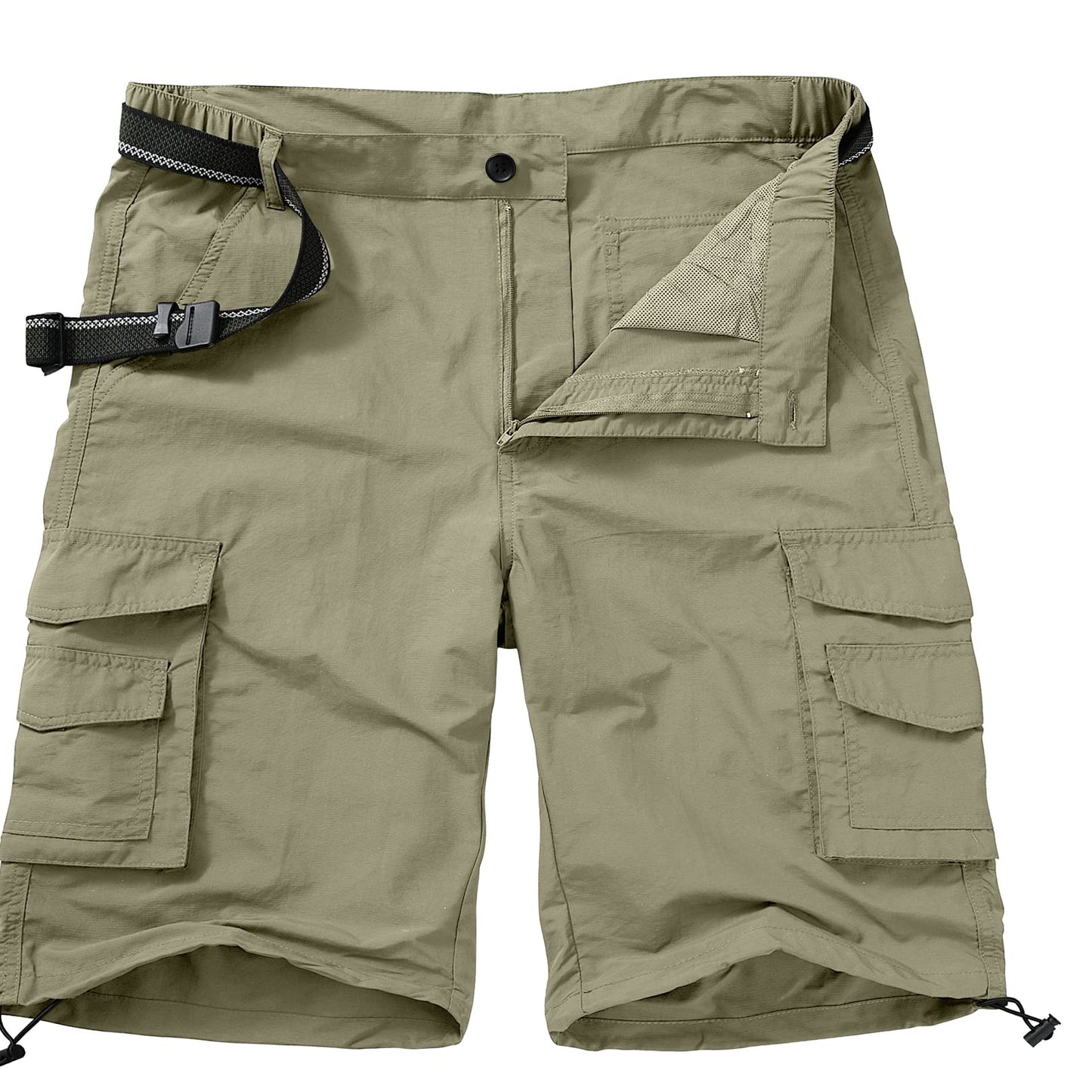 Jessie Kidden Mens Cargo Shorts Outdoor Casual Elastic Waist Lightweight Water Resistant Quick Dry Fishing Hiking Shorts (6013 Khaki 36)