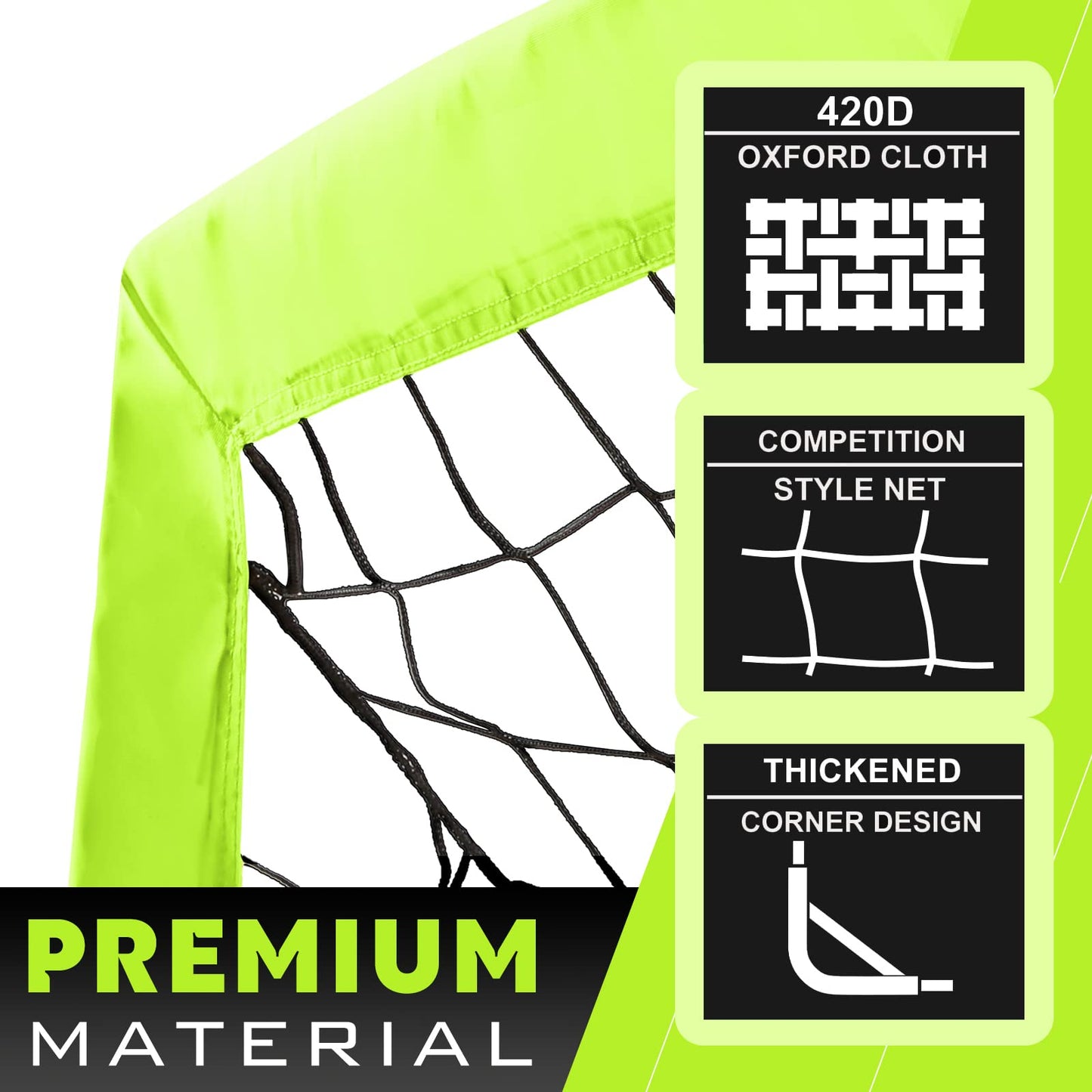 RUNBOW 6x4 ft Portable Kids Soccer Goal for Backyard Practice Soccer Net with Carry Bag (6x4 FT, 2 Pack, Light Yellow)