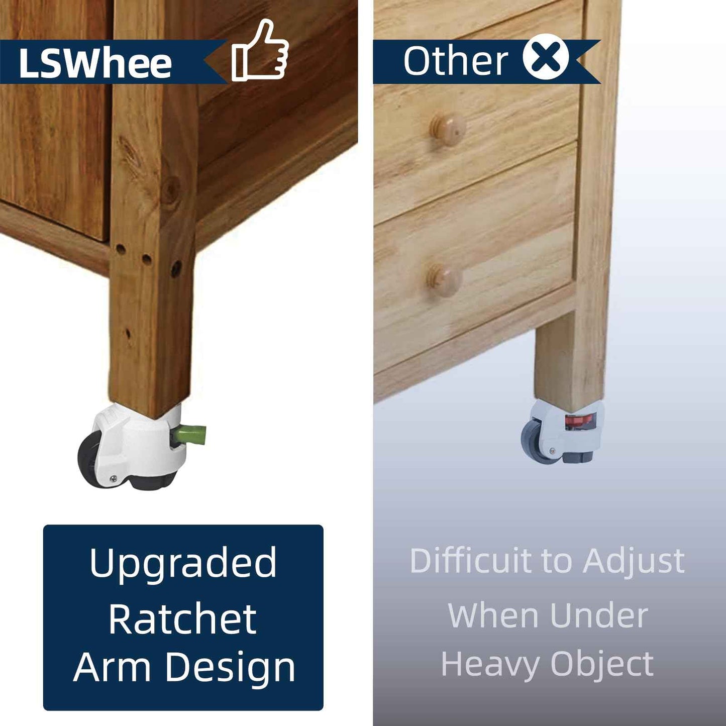 Heavy Duty Caster Wheels Set of 4, Leveling Stem Casters with Retractable Wheels 6600 Lbs Total Capacity, 1/2" & M12 Stem Sizes Adjustable with Ratchet Handle for Workbench, Machinery & Equipment