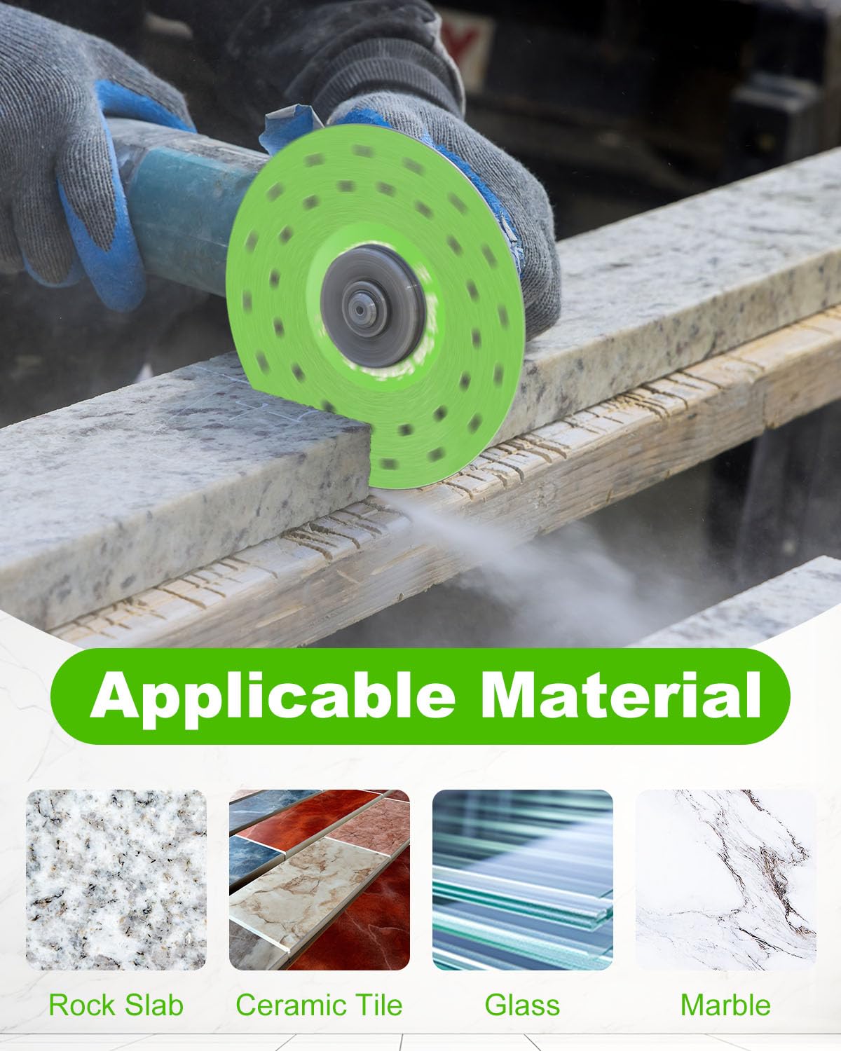 WENHUALI 4" Diamond Saw Blades, 3 Pcs Vacuum Brazed Ultra-Thin Multi-Pore Abrasive Rock Slab Grinding Disc for Tile Glass Marble Granite