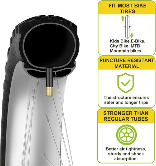 **Butyl Bike Tube - 20/26 Inch Inner Tube with 35mm AV Schrader Valve & 2 Tire Levers | 2/4 Pack**