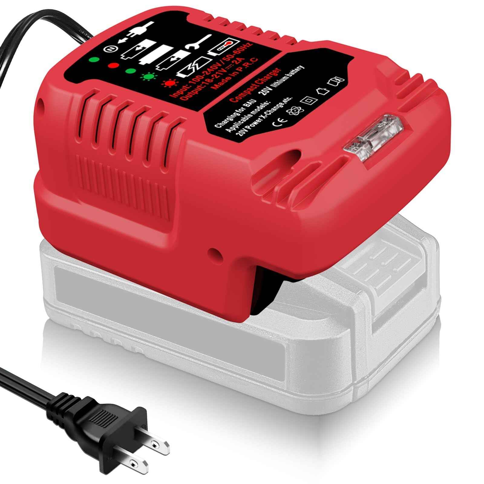JHBZ Mini Charger for Bauer 20V Battery,1701C-B 20V Battery Adapter Replacement for Bauer 20V Hyper .max Lithium Ion Battery Power Equipment Drill Battery Charger(Battery Not Included)