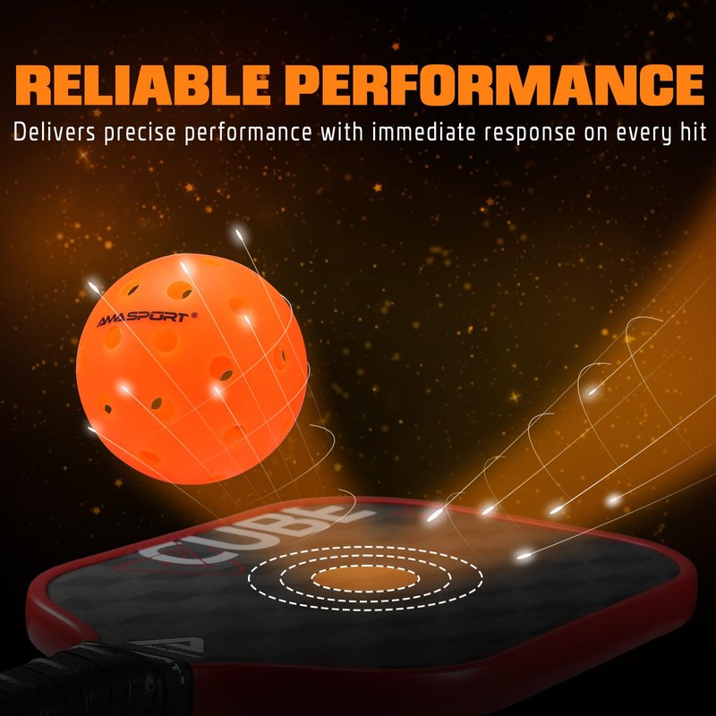 AMA SPORT Outdoor Pickleball Balls 40 Holes Durable Pickle Balls High Visibility and Bounce Practice Pickle Ball for All Style Pickleball Paddles & All Court (Orange 12 Pack)
