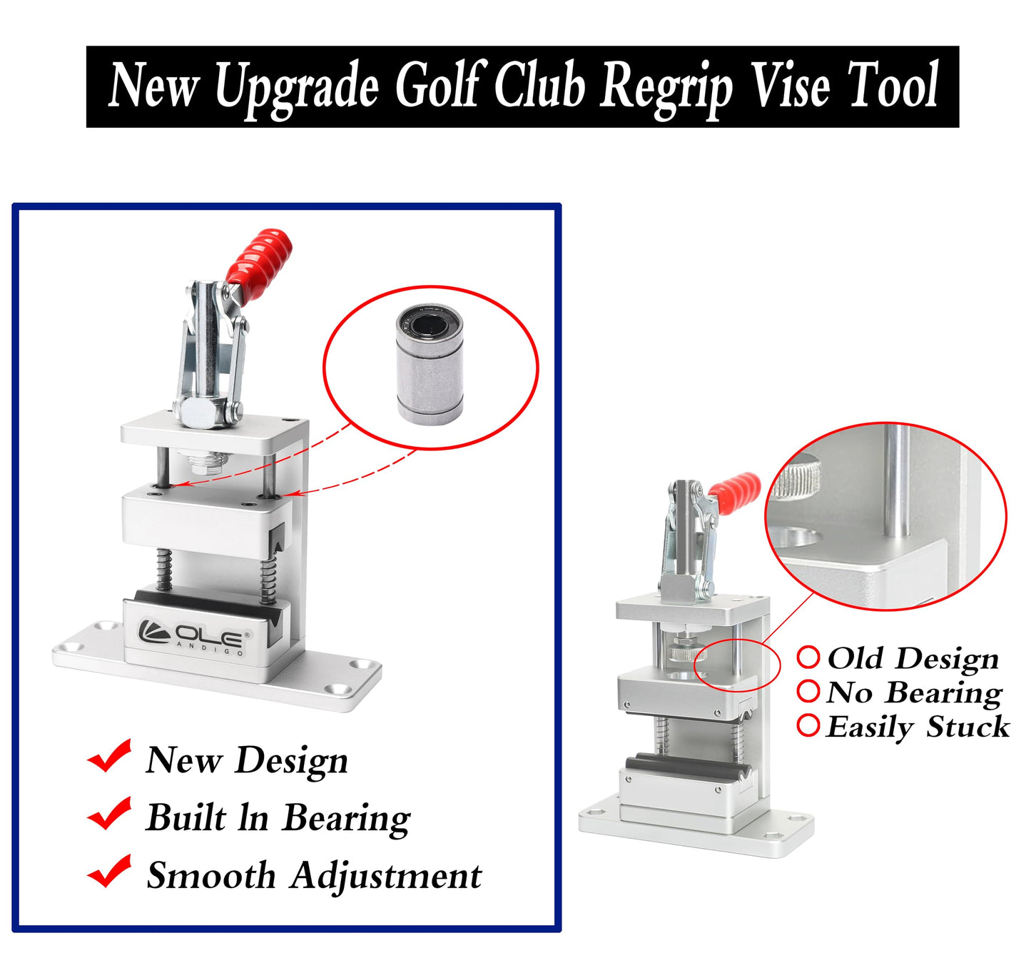 OLE ANDIGO Golf Club Regrip Vise Tool Professional Golf Club Gripping Station with Hook Blade Utility Knife,Quick Shaft Clamp,Golf Club Shaft Clamp Gripping Vise Tool for Domestic,Golfer