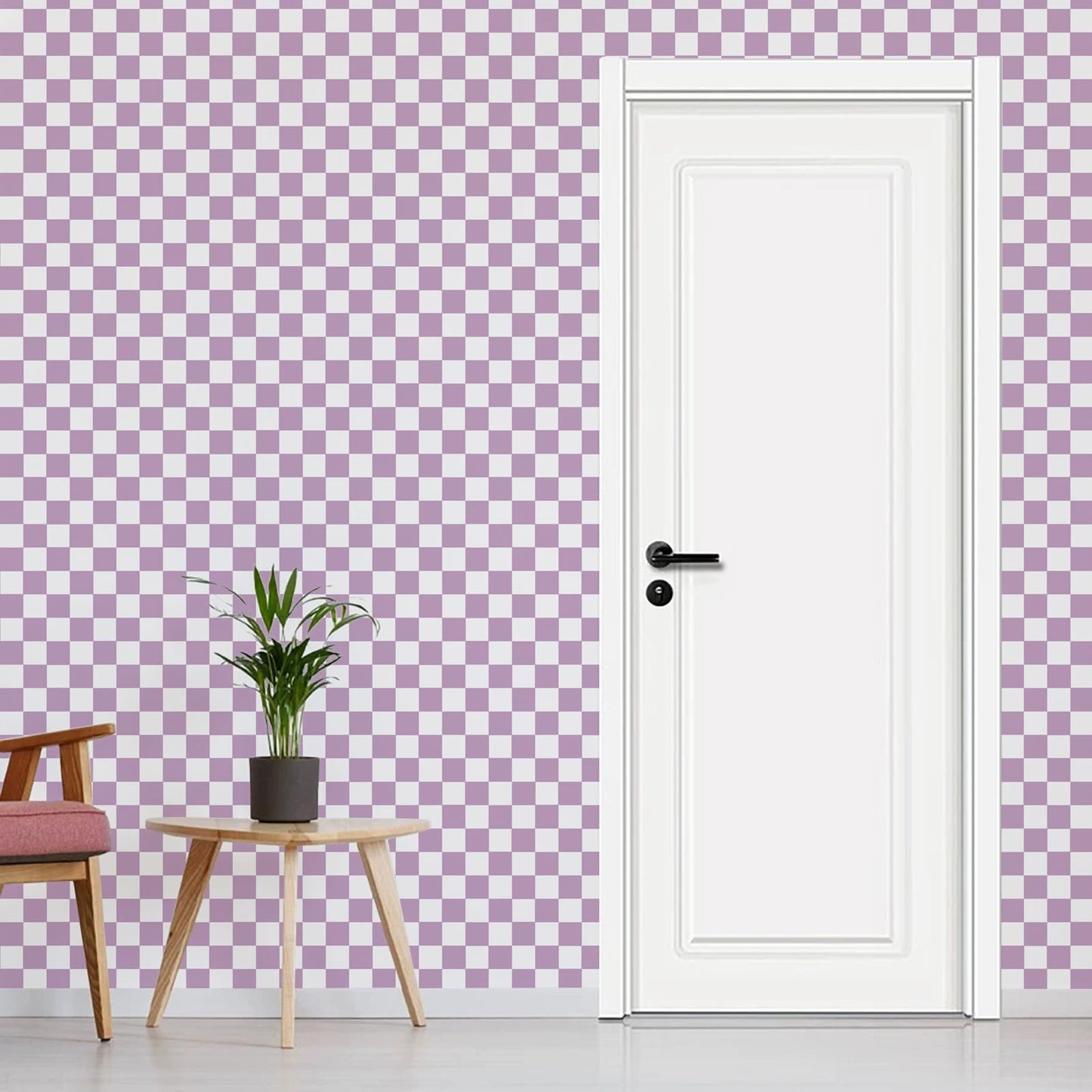 Amiya Checkered Wallpaper Peel and Stick Purple Checkerboard Contact Paper 17.3”X120”Modern Lavender Self Adhesive Vinyl Removable Wall Paper Mosaic for Shelf Liner,Classroom,Cabinets,Living Room
